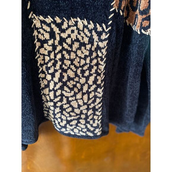 ERIKA Animal Print Patchwork Quarter Zip Sweater Leopard Geo Pattern Size‎ L - Picture 5 of 6